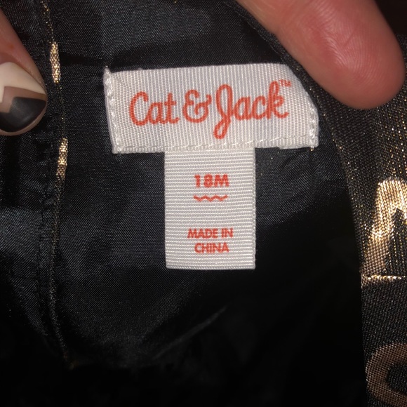 Cat and Jack 18-month Black and Gold Swan Dress - Picture 4 of 5